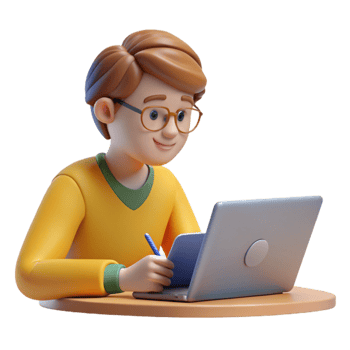 stunning creative Student Writing Essay on Laptop Transparent Background authentic png