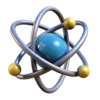 beautiful contemporary Stylized Atom Model Rotating View Transparent png