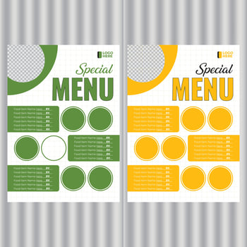 Special food menu design for restaurant business vector