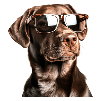 Stylish Brown Dog Wearing Sunglasses with a Confident Expression png