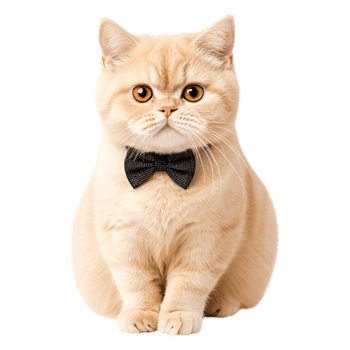 Cute cream-colored cat with bow tie sitting png
