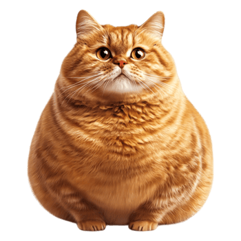 Cute fluffy orange cat sitting calmly with big expressive eyes png