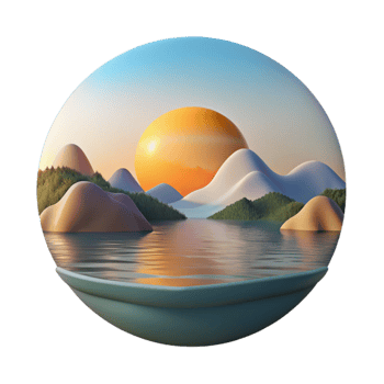 beautiful abstract Sunrise Over Lake Landscape Transparent Background genuine png