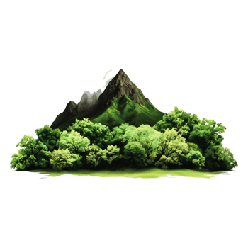 Lush Green Mountain Landscape Surrounded by Dense Forest and Tranquil Water png