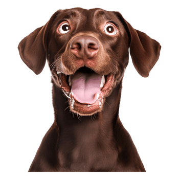 Happy Brown Dog with Open Mouth and Expression of Joyful Excitement png