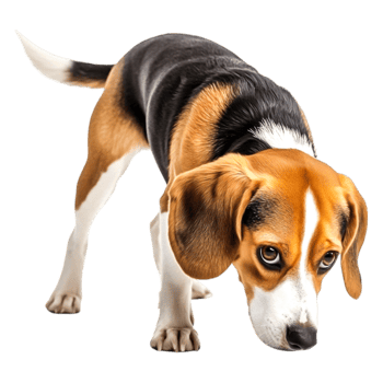 Curious Beagle Dog Sniffing the Ground with Interest and Attention png