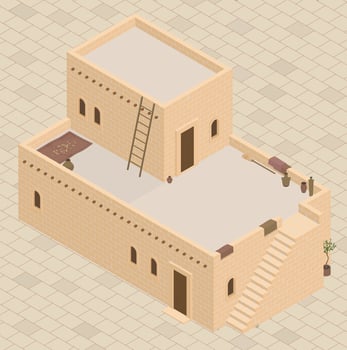 Building Illustration in Isometric Perspective Inspired by Ancient Israel in the Bible vector