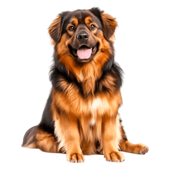 Cheerful Large Dog with Thick Fur Sitting on png