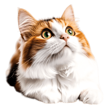 Portrait of a Curious Cat with Bright Green Eyes Looking Upward in Wonder png