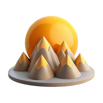 extraordinary rustic Sunrise Over Mountains Golden Light Transparent Background professional png