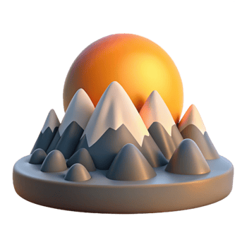 serene modern Sunrise Over Mountains Landscape Isolated premium png
