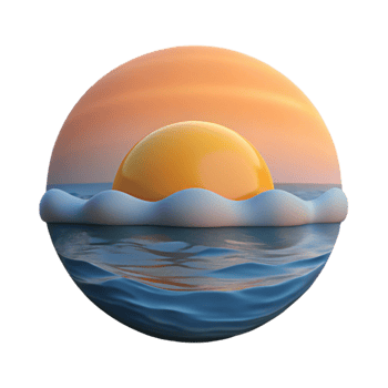 vibrant creative Sunrise Over Ocean Cutout with Golden Light genuine png
