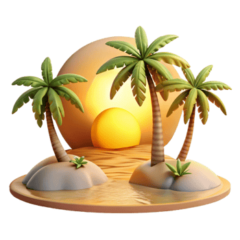 wonderful classic Sunset Beach Golden Light Palm Trees Isolated genuine png