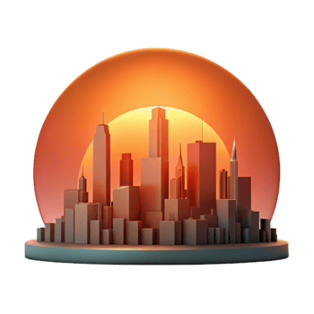 beautiful classic Sunset City Skyline Silhouette Isolated Element professional png