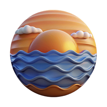 wonderful abstract Sunset Ocean Scene Cutout with Calm Waves exclusive png