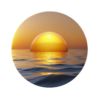 dramatic modern Sunset Over Calm Ocean Golden Hues Cutout premium png