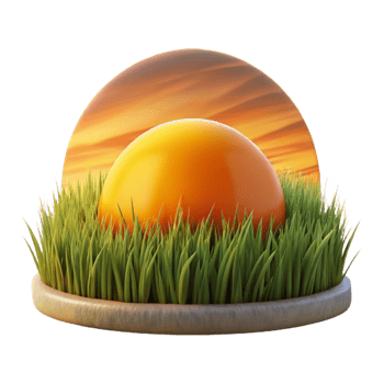 extraordinary creative Sunset Over a Grass Field Orange and Yellow Hues Cutout premium png