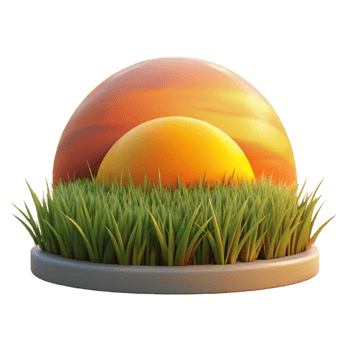 elegant contemporary Sunset Over a Grass Field Orange and Yellow Hues Cutout high resolution png