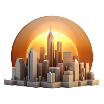 stunning minimalist Sunset Over City Skyline Golden Hour Glow Isolated original png