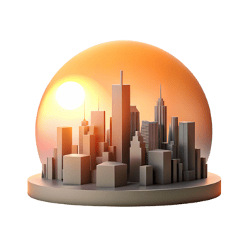 impressive traditional Sunset Over City Skyline Golden Hour Glow Isolated exclusive png