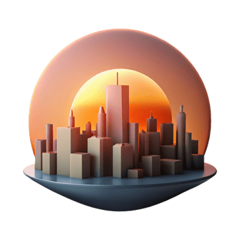 magnificent abstract Sunset Over City Skyline Golden Hour Glow Isolated premium png