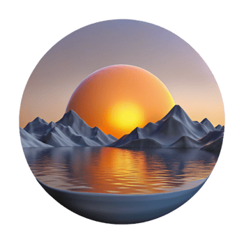 magnificent modern Sunset Over Mountain Lake with Reflection Isolated exclusive png