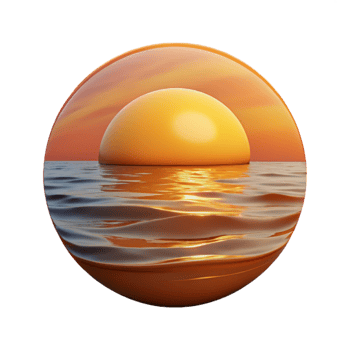 serene modern Sunset Over Ocean Orange Hues Cutout Element high resolution png