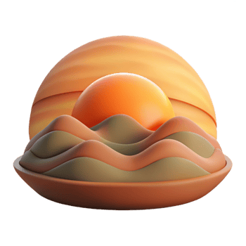 vibrant minimalist Sunset Over Rolling Hills Isolated Cutout high resolution png
