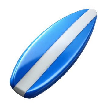 beautiful abstract Surfboard Blue and White Stripes Isolated Element high resolution png