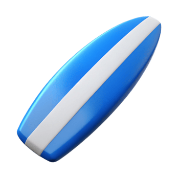serene minimalist Surfboard Blue and White Stripes Isolated Element original png