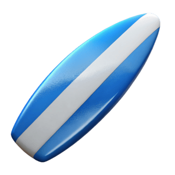vibrant contemporary Surfboard Blue and White Stripes Isolated Element high resolution png