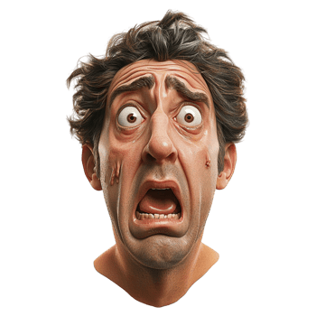 Man curly black hair making a shocked facial expression png
