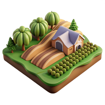 serene modern Sustainable Agriculture Farm Fields Transparent Background detailed png