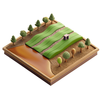 elegant vintage Sustainable Agriculture Field Aerial View Transparent Background premium png