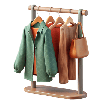 stunning artistic Sustainable Fashion Clothes Hanging Rack Isolated Element professional png