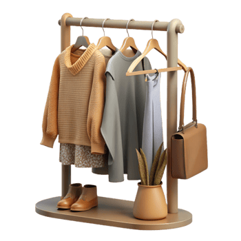 magnificent classic Sustainable Fashion Clothes Hanging Rack Isolated Element detailed png