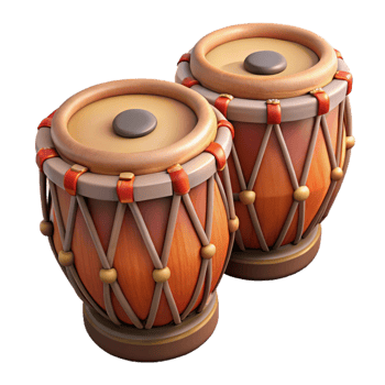 dramatic abstract Tabla Indian Drums Pair Leather Heads Isolated premium png