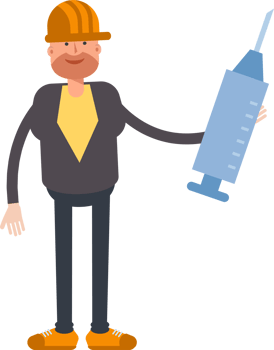 Engineer Character Holding Medical Syringe Illustration png