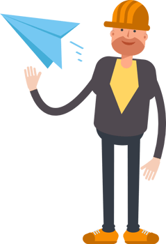 Engineer Character Holding Paper Plane png
