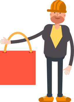 Engineer Character Holding Shopping Bag png
