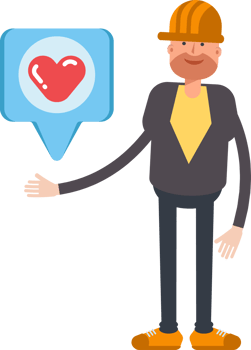 Engineer Character and Heart Message png