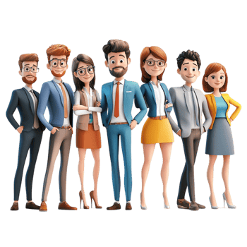 Group of diverse professionals dressed in business attire png