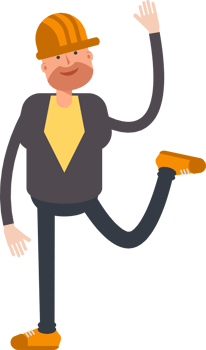 Engineer Character Rise Hand and Relaxing Illustration png