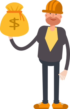 Engineer Character Holding Dollar Sack png