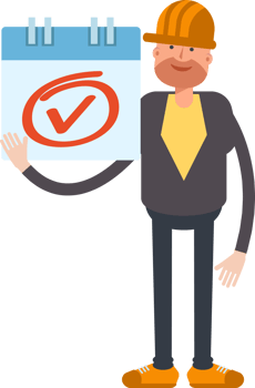 Engineer Character and Check Mark Sign png