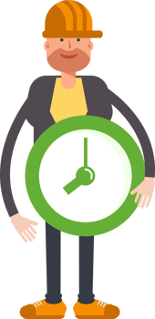 Engineer Character Holding Green Clock Illustration png