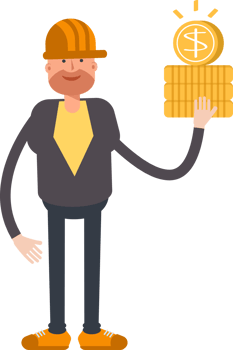 Engineer Character Holding Dollar Coins png