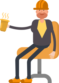 Engineer Character Sitting and Drinking Coffee png