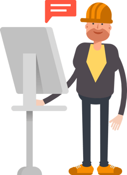 Engineer Character Working on Computer png