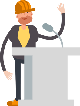 Engineer Character Speaking on Podium png